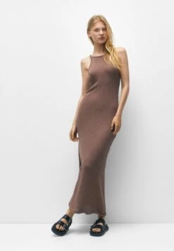 PULL & BEAR Long Halter Neck- Maxi-Jurk - Brown