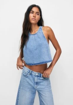 PULL & BEAR Open Back- Top - Blue Denim
