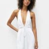 PULL & BEAR Short Tie Dye Halter- Jurk - White