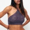 PULL & BEAR Crochet Halter- Top - Dark Purple