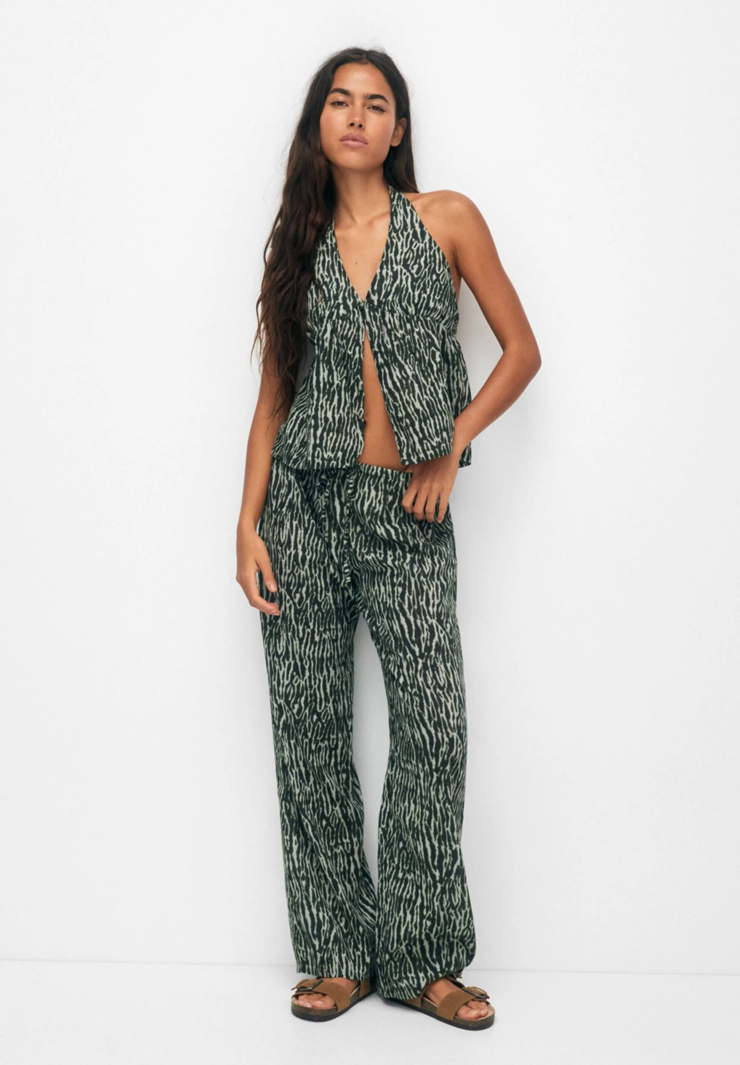 PULL & BEAR Tie-Dye Print - Top - Khaki - Afbeelding 2