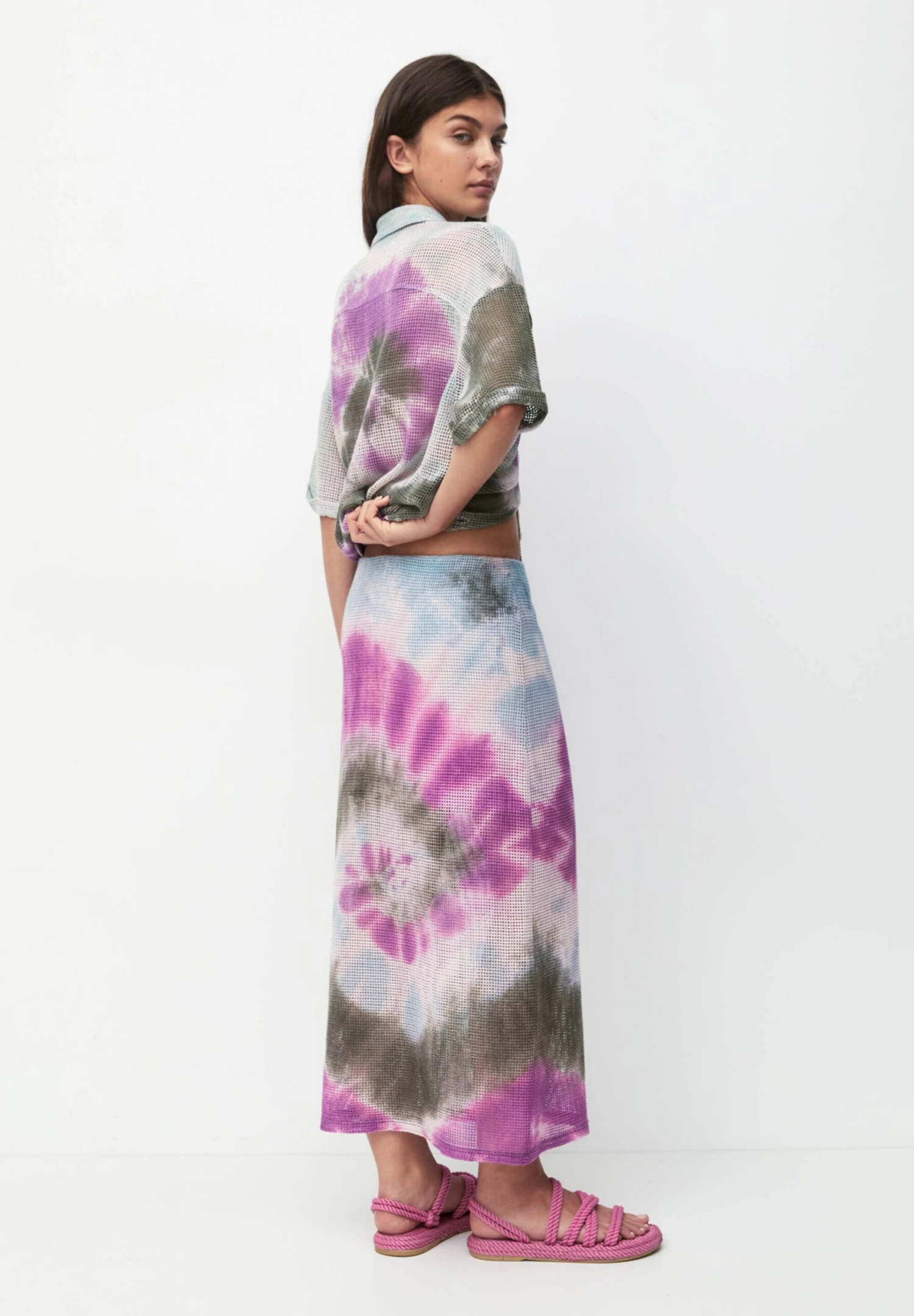 PULL & BEAR Tie Dye Midi - Kokerrok - Lilac - Afbeelding 3