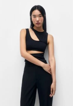 PULL & BEAR Cut-Out With Double Straps - Top - Black