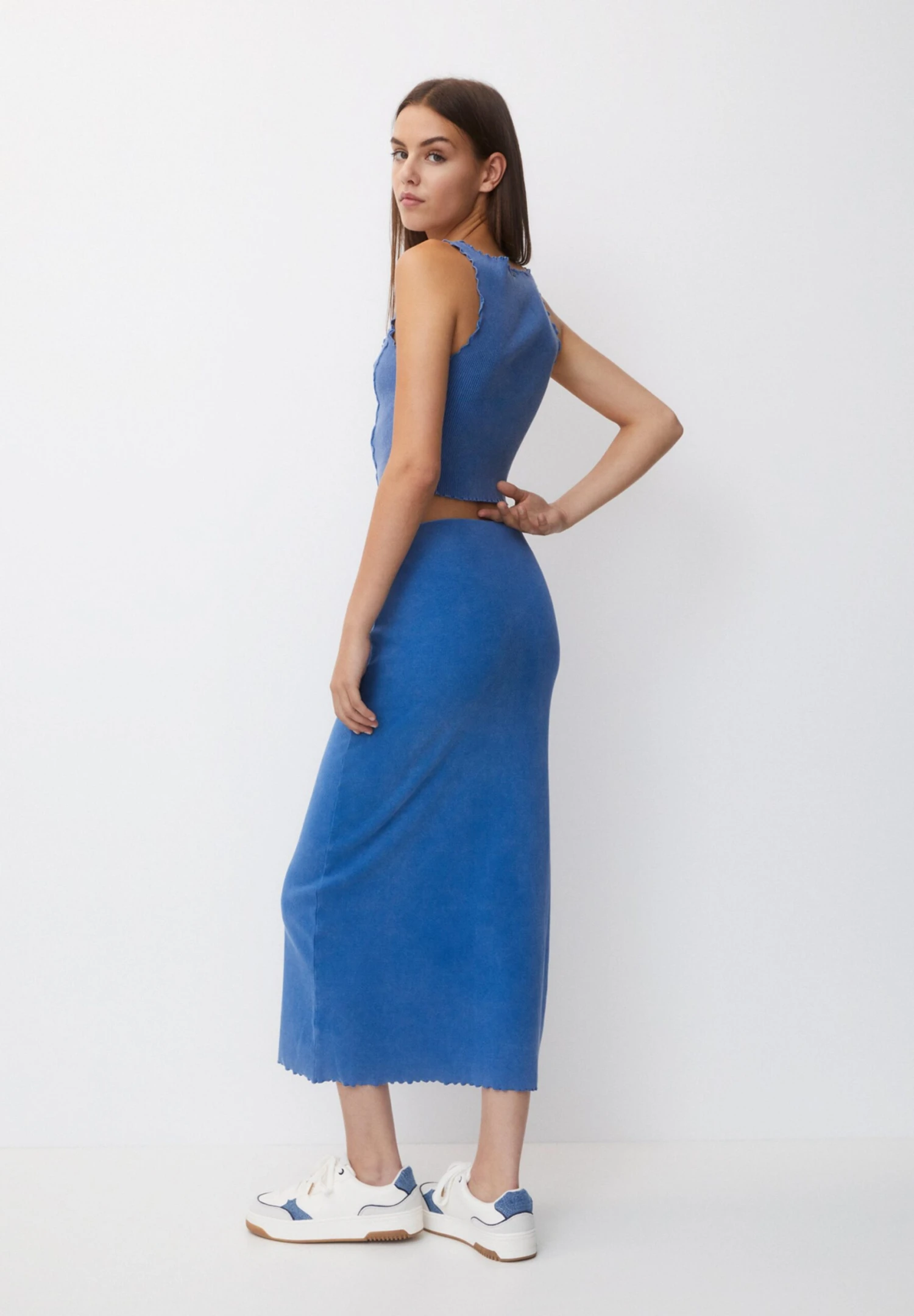 PULL & BEAR Faded Midi- Kokerrok - Blue - Afbeelding 3