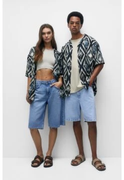 PULL & BEAR Printed Short Sleeve - Overhemd - Black