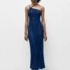 PULL & BEAR Long Asymmetric - Maxi-Jurk - Dark Blue