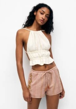 PULL & BEAR Embroidered - Shorts - Light Pink