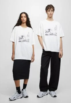PULL & BEAR Hokusai - T-Shirt Print - White