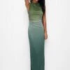 PULL & BEAR Gathered Tie-Dye With Asymmetric Hem - Maxi-Jurk - Green