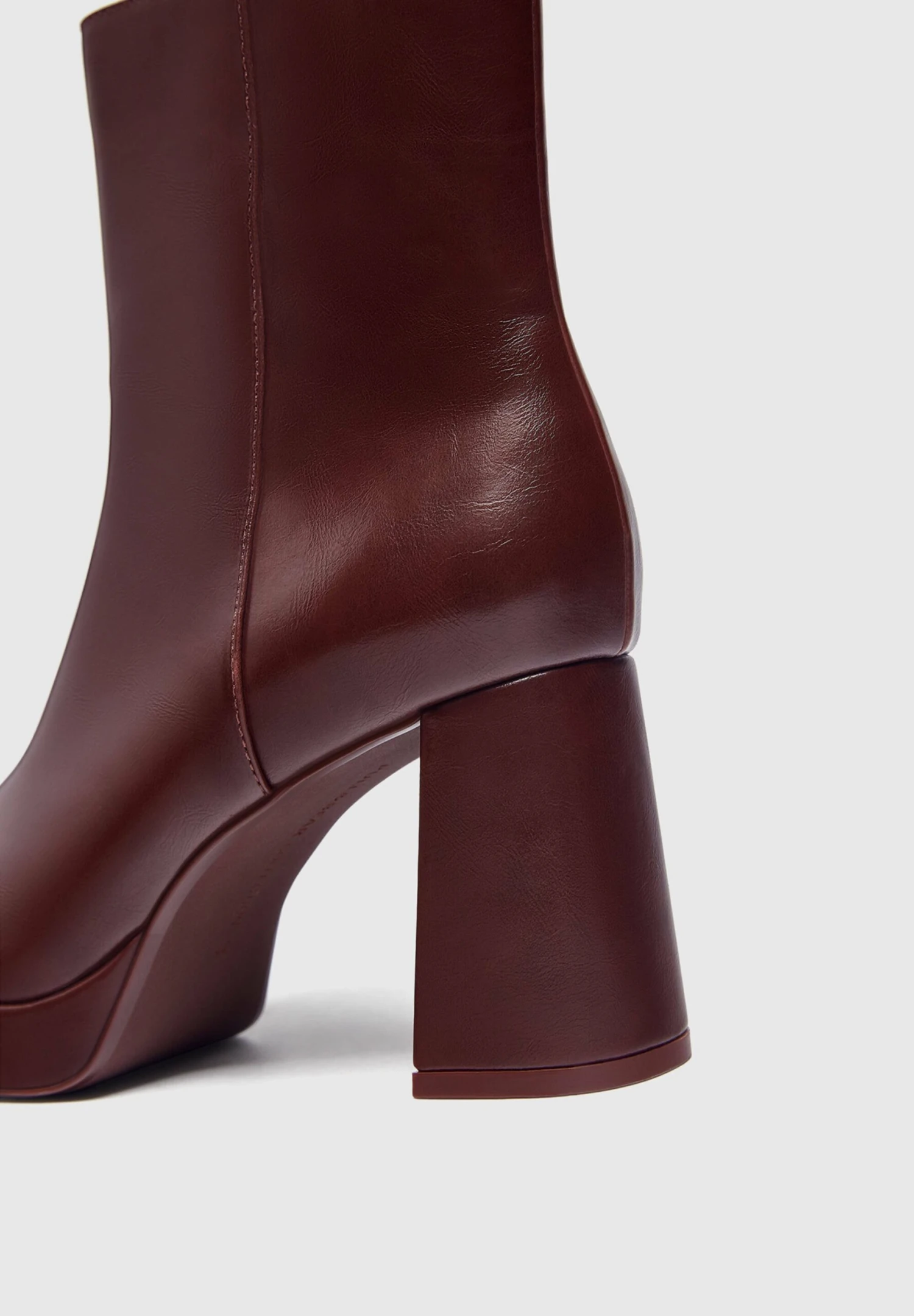 PULL & BEAR Enkellaarsjes Met Plateauzool - Dark Red - Afbeelding 3