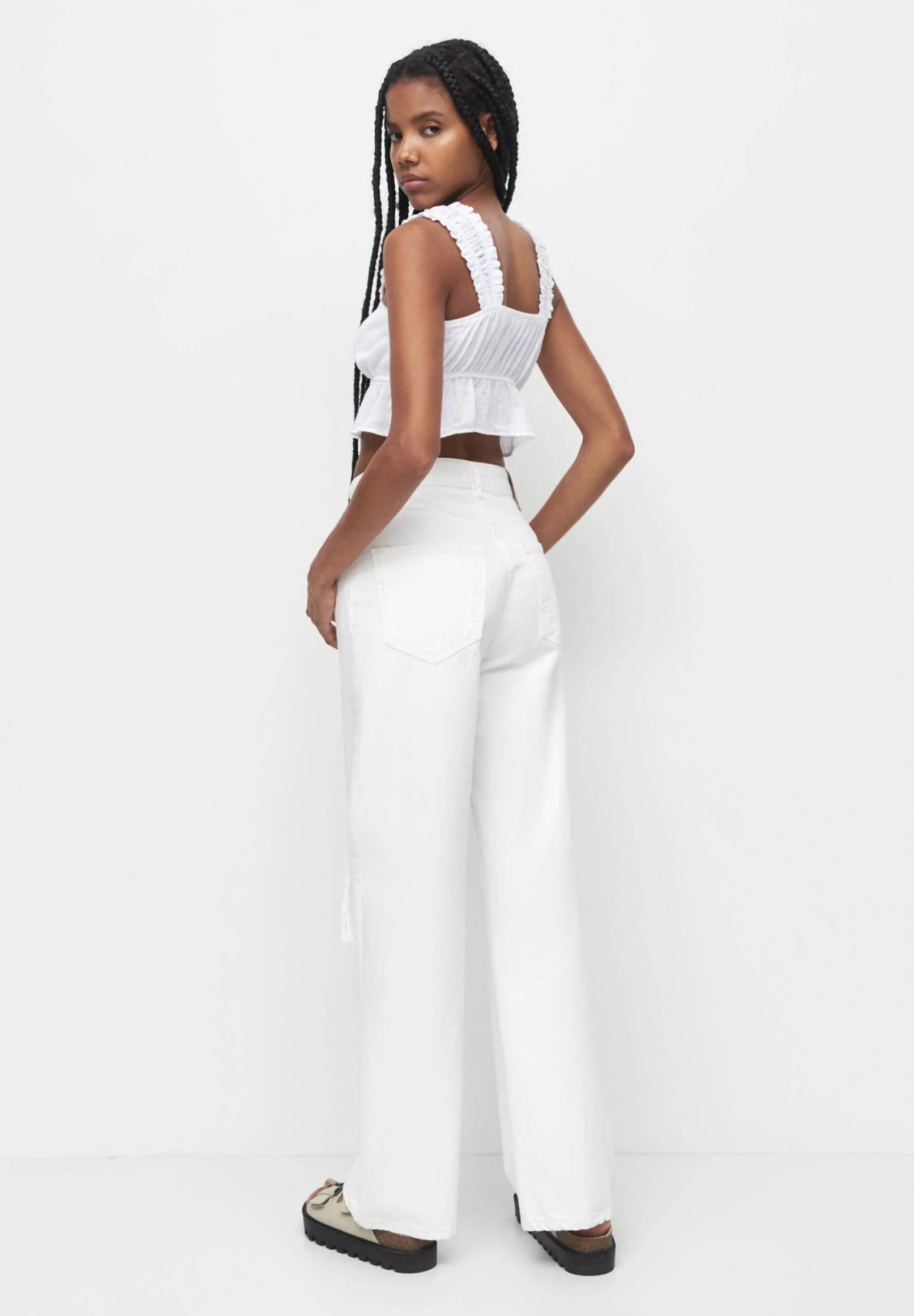 PULL & BEAR Crop With Bow Detail - Top - White - Afbeelding 3