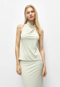 PULL & BEAR Open-Back Halter- Blouse - Sand