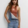 PULL & BEAR Embroidered Yin Yang - Tank - Top - Orange