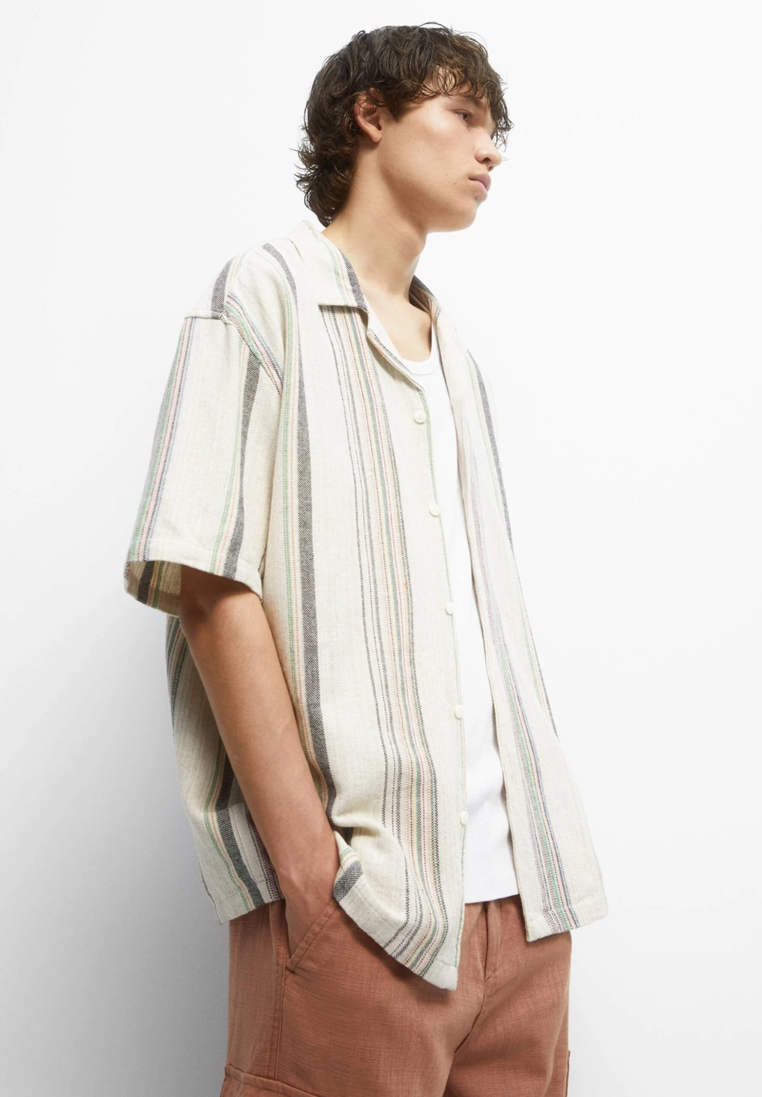 PULL & BEAR Short Sleeve Rustic - Overhemd - Beige - Afbeelding 4