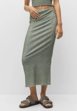 PULL & BEAR Floral-Midi - Kokerrok - Green