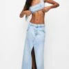PULL & BEAR Long- A-Lijn Rok - Blue Denim