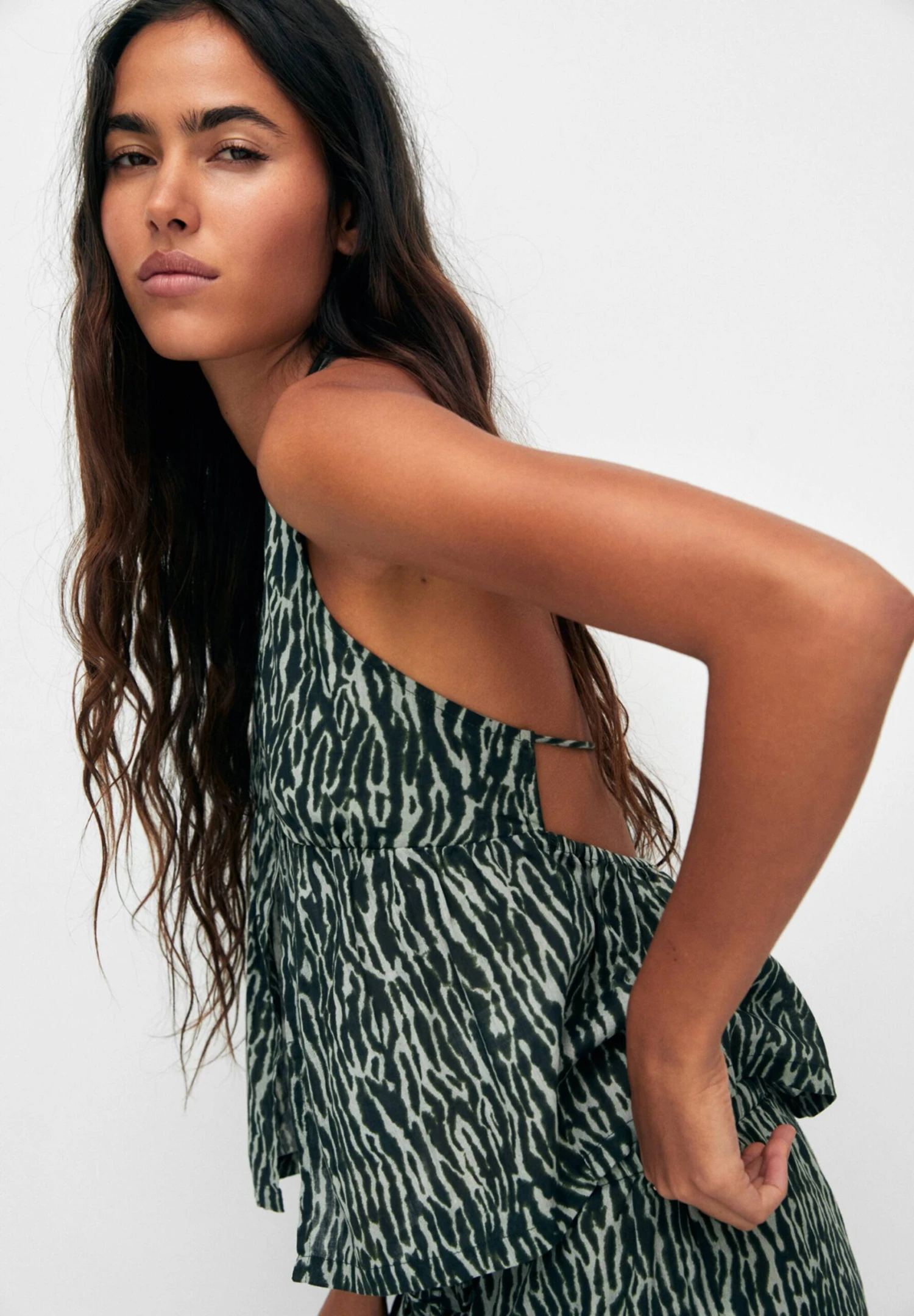 PULL & BEAR Tie-Dye Print - Top - Khaki - Afbeelding 4