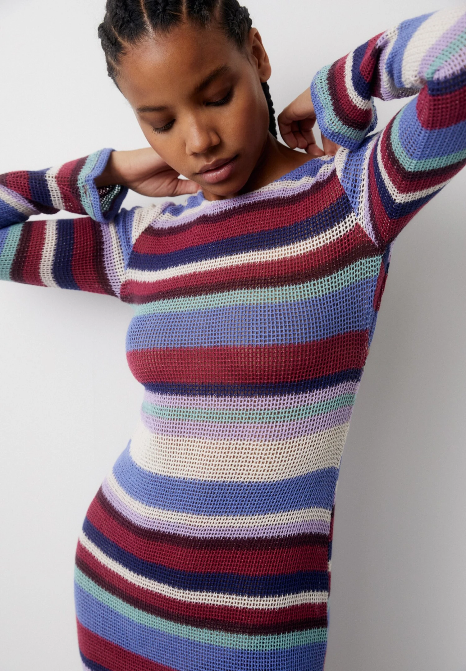 PULL & BEAR Short- Gebreide Jurk - Blue - Afbeelding 4