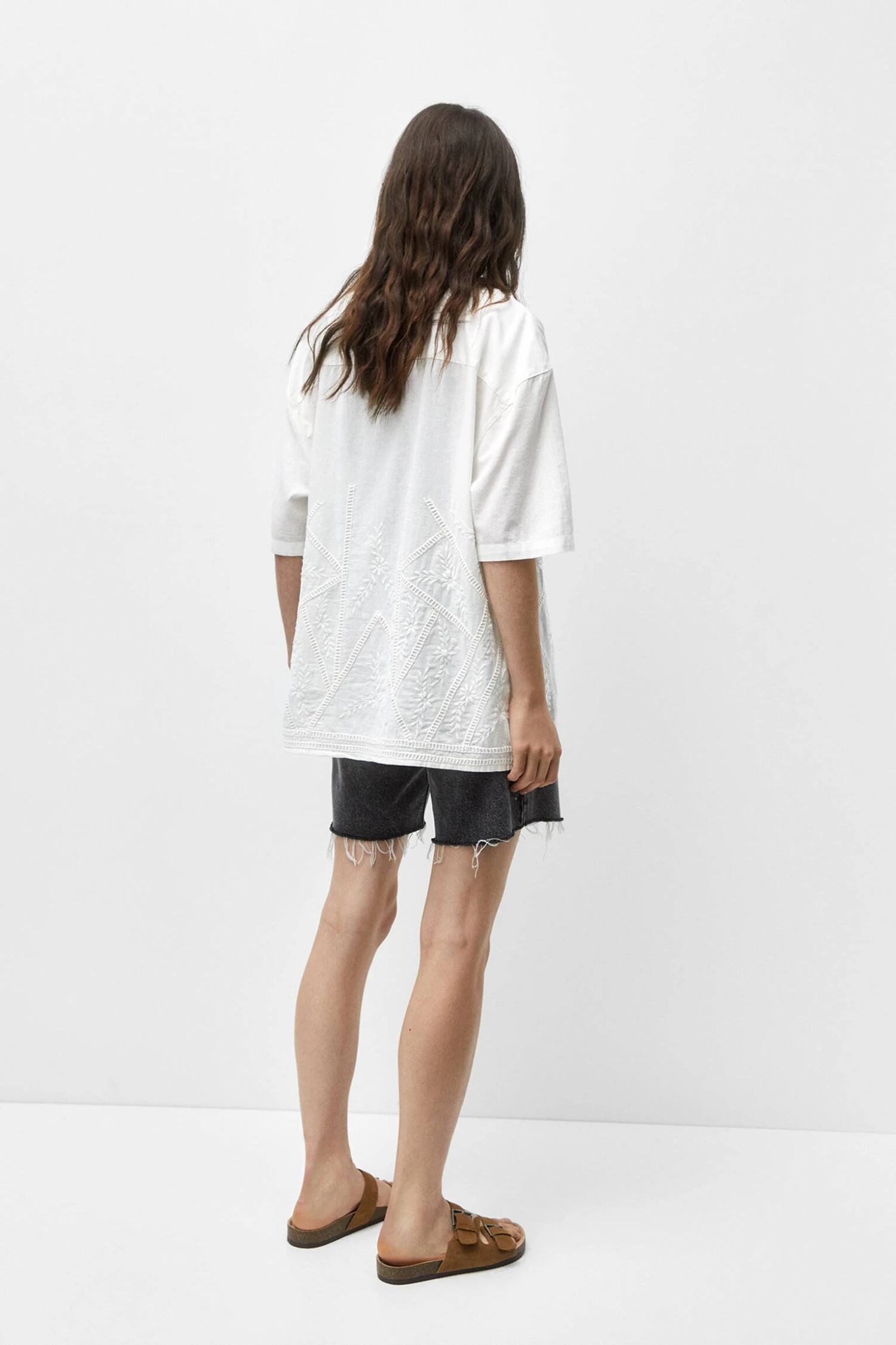 PULL & BEAR With Embroidered Detail - Overhemd - White - Afbeelding 8