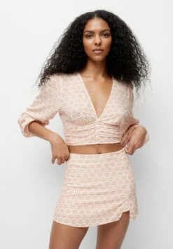 PULL & BEAR Floral Print - A-Lijn Rok - Pink