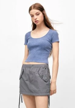 PULL & BEAR With An Elastic Waistband - Minirok - Mottled Dark Grey