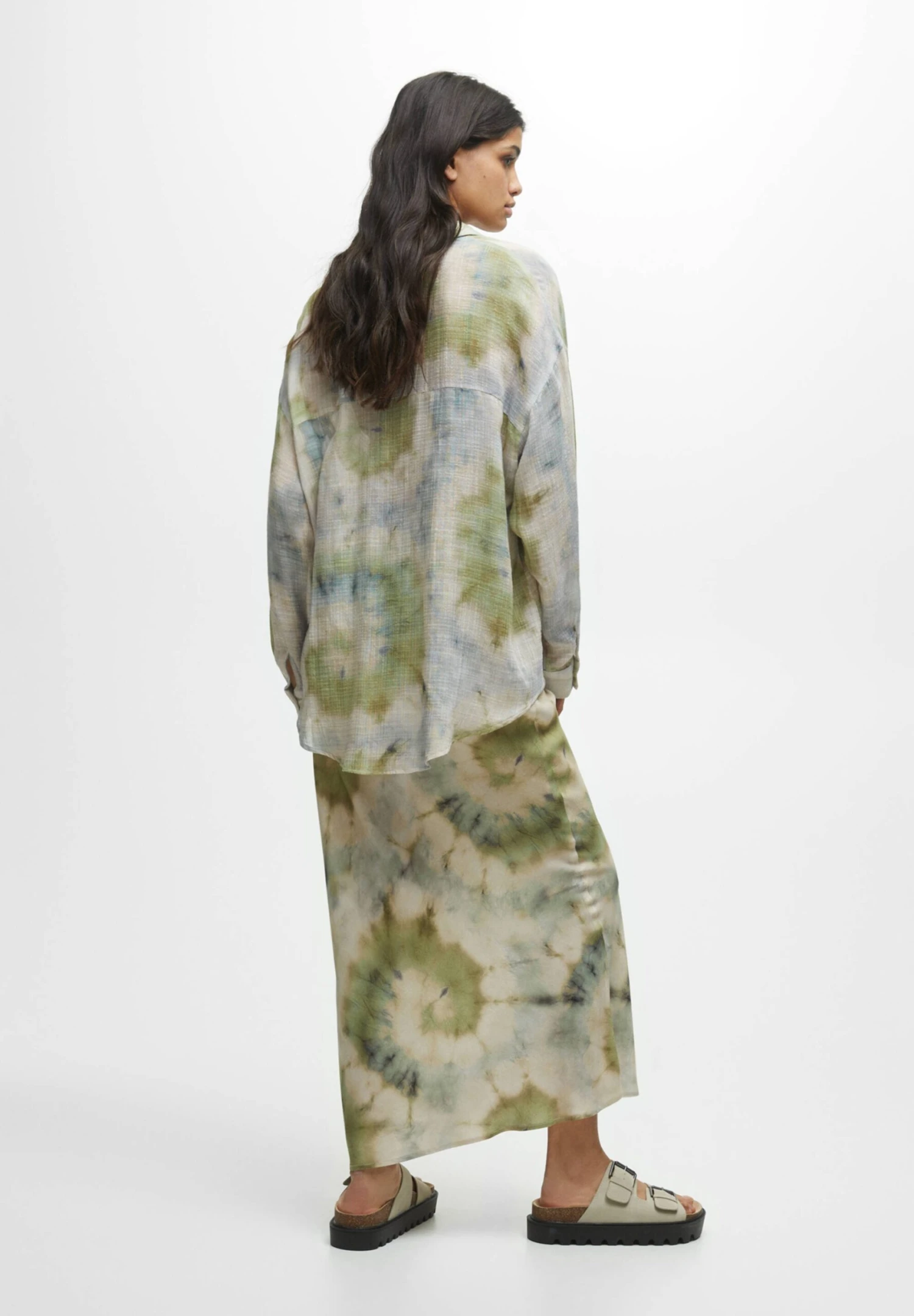 PULL & BEAR Basic Print Long - Maxirok - Green - Afbeelding 3