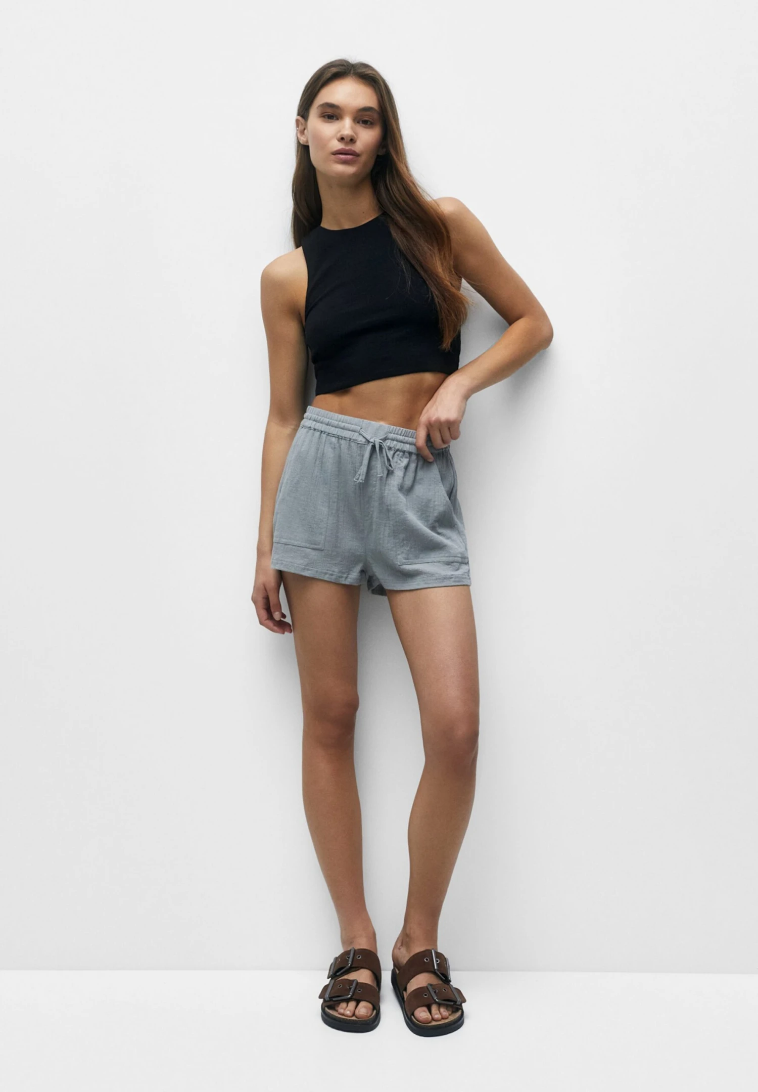 PULL & BEAR Flowing With Pockets - Shorts - Grey - Afbeelding 2