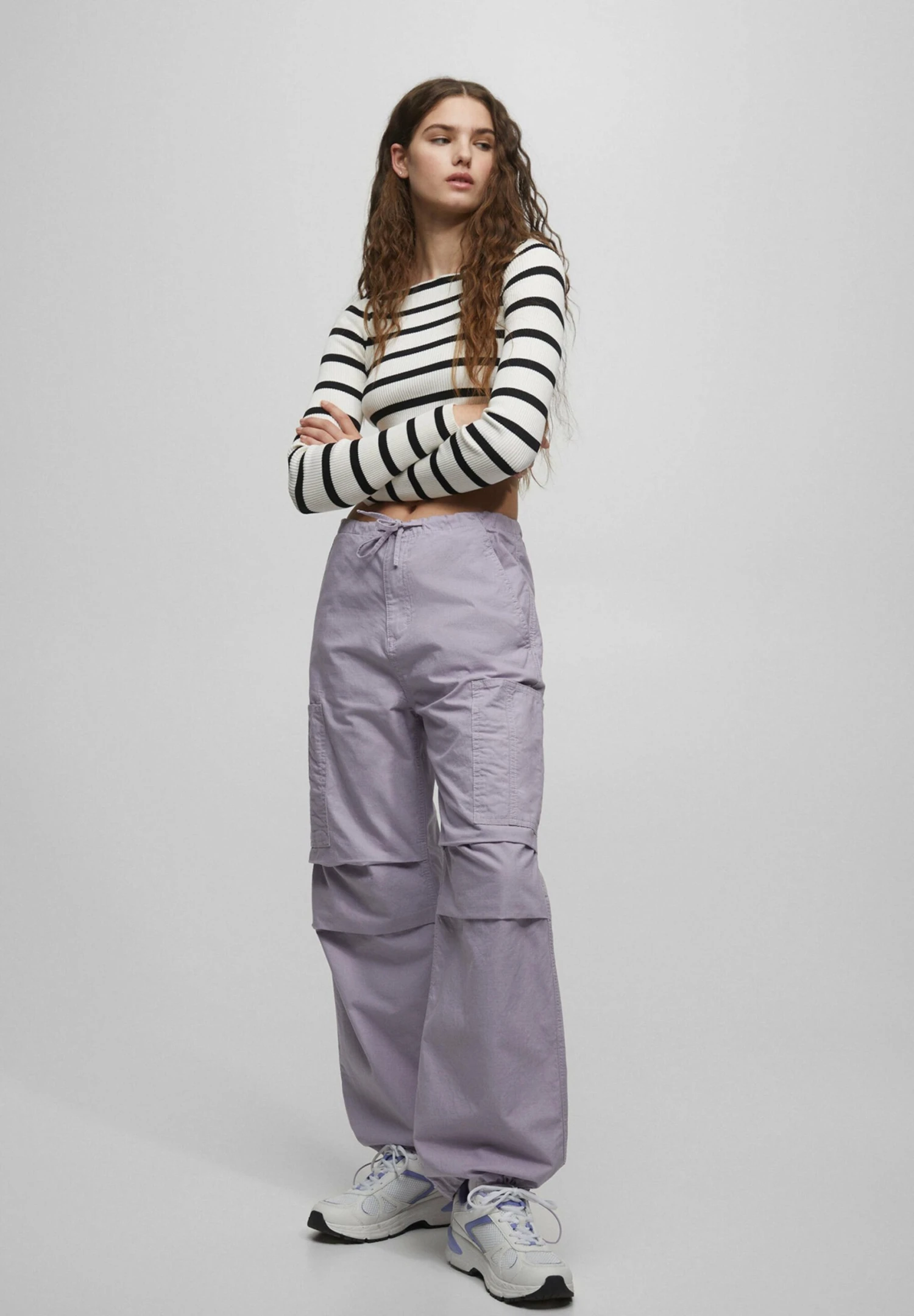 PULL & BEAR Parachute With Pockets - Broek - Lilac - Afbeelding 2