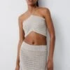 PULL & BEAR Halter Crop - Top - Beige