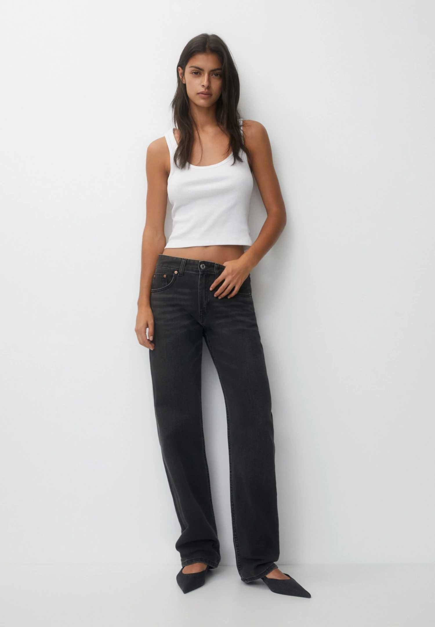 PULL & BEAR Mid Waist- Straight Leg Jeans - Black - Afbeelding 2