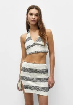 PULL & BEAR Crochet-Crop - Top - Beige