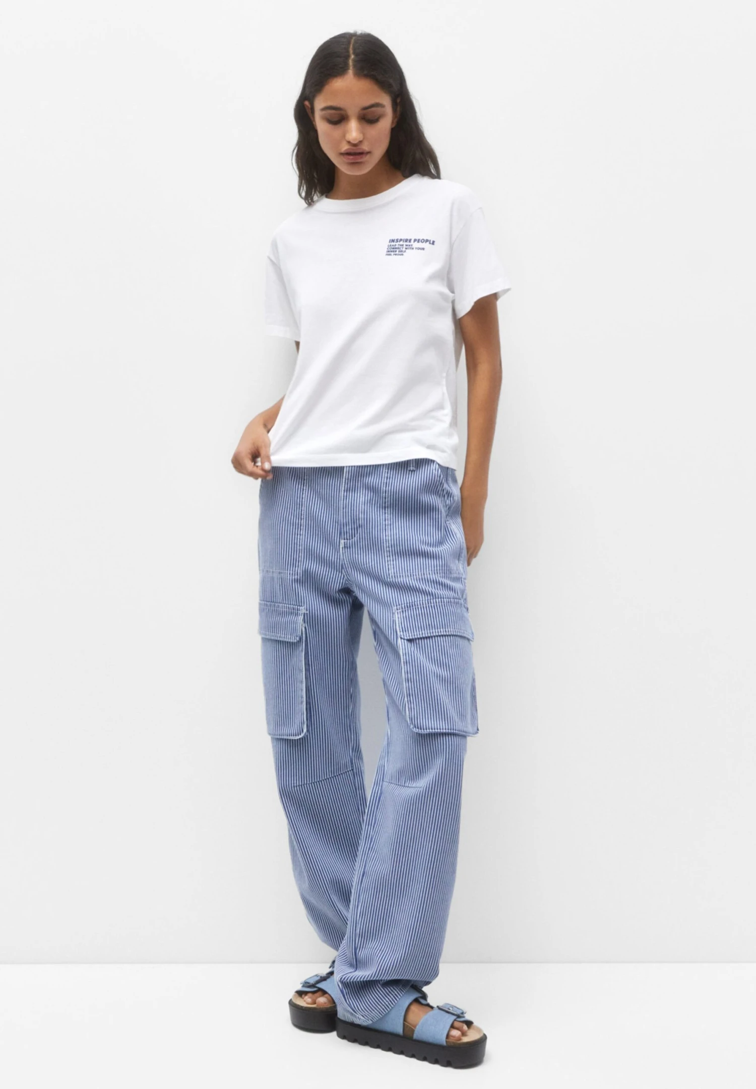 PULL & BEAR Short Sleeve With Slogan - T-Shirt Print - White - Afbeelding 2