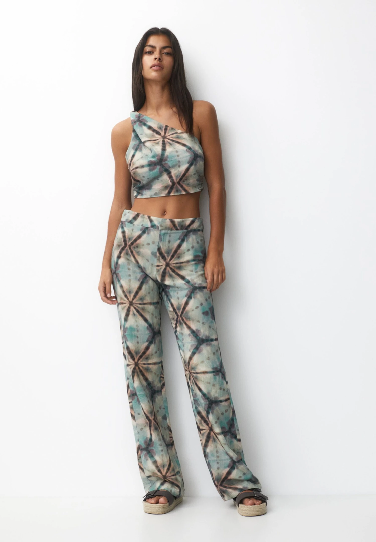 PULL & BEAR Straight Fit Rustic Tie Dye- Broek - Green - Afbeelding 2