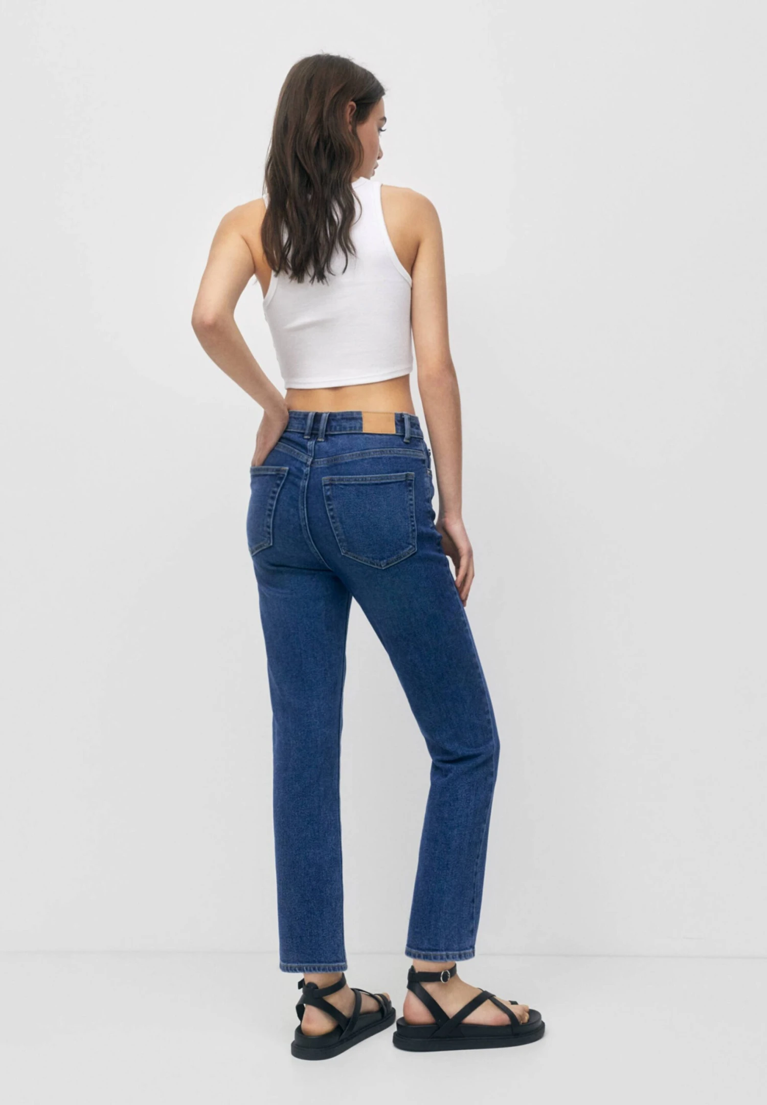 PULL & BEAR High Waist Mom - Slim Fit Jeans - Dark Blue - Afbeelding 3