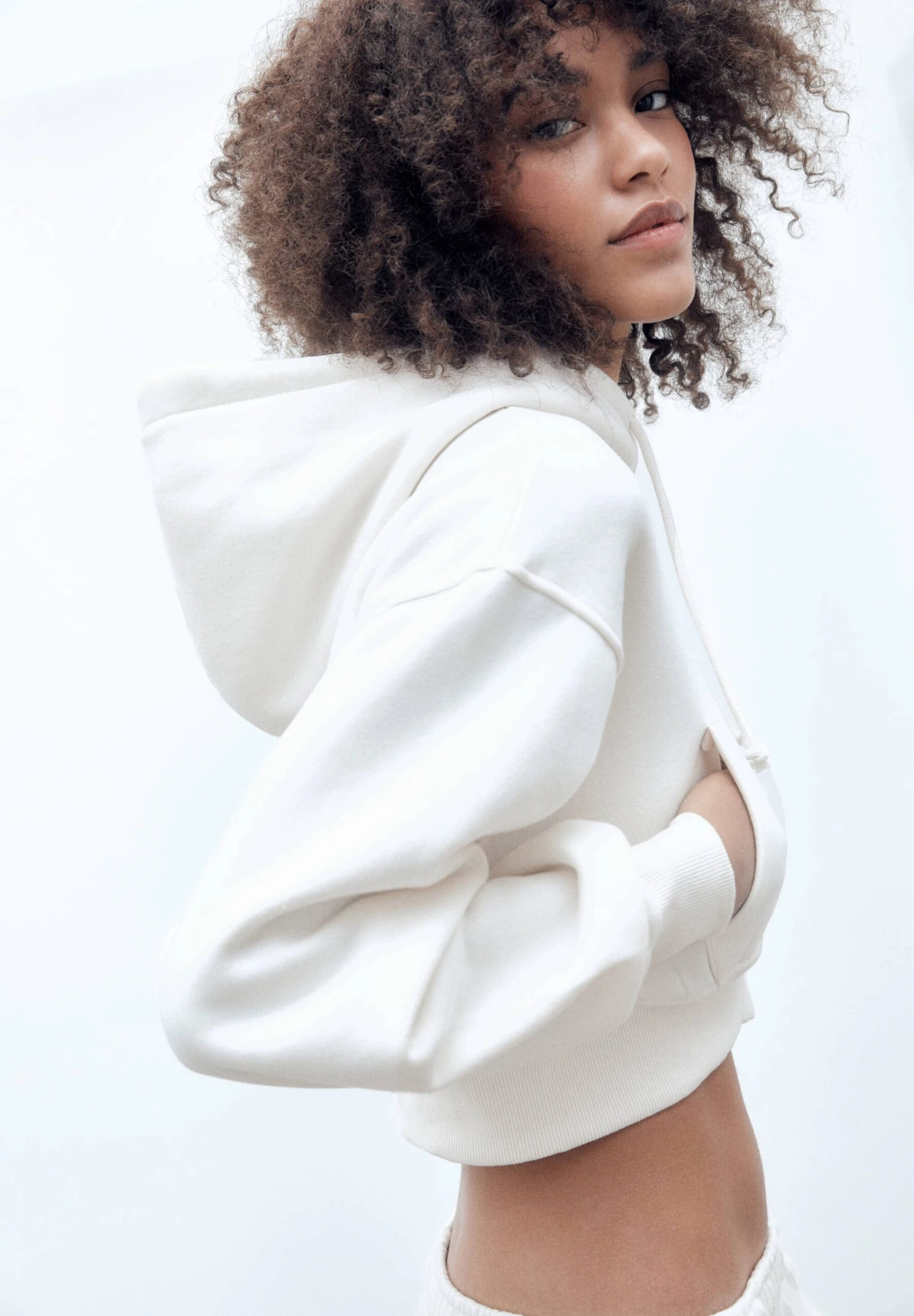 PULL & BEAR Cropped - Hoodie - Taupe - Afbeelding 6