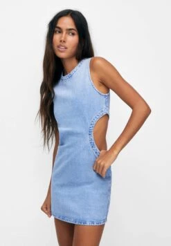 PULL & BEAR Short With Cut-Out Detail - Spijkerjurk - Blue Denim