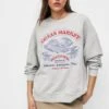 PULL & BEAR Embroidered Text - Sweater - Grey