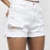 PULL & BEAR Mom-Fit - Jeansshort - White