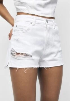 PULL & BEAR Mom-Fit - Jeansshort - White