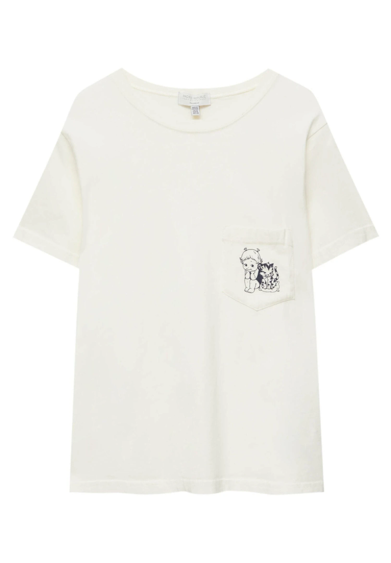 PULL & BEAR Short Sleeve With Pocket - T-Shirt Print - Beige - Afbeelding 5