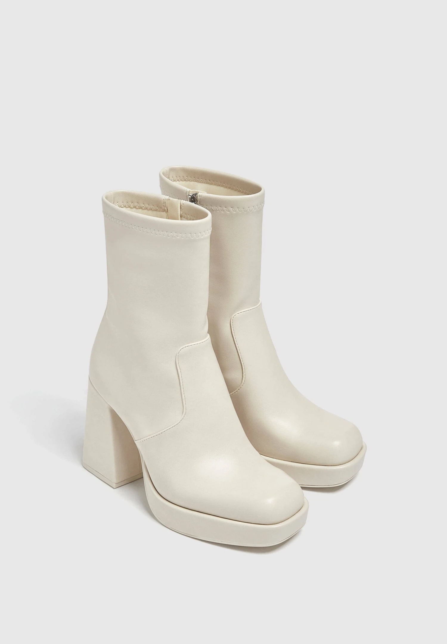 PULL & BEAR Enkellaarsjes Met Plateauzool - Nude - Afbeelding 2