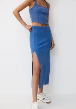 PULL & BEAR Faded Midi- Kokerrok - Blue