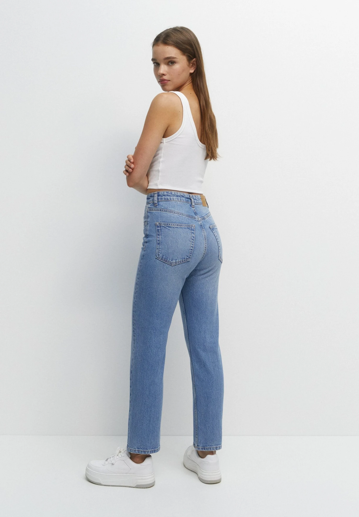 PULL & BEAR High Waist - Straight Leg Jeans - Stone Blue Denim - Afbeelding 3