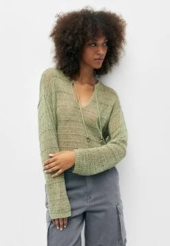 PULL & BEAR Open With Drawstring - Trui - Khaki