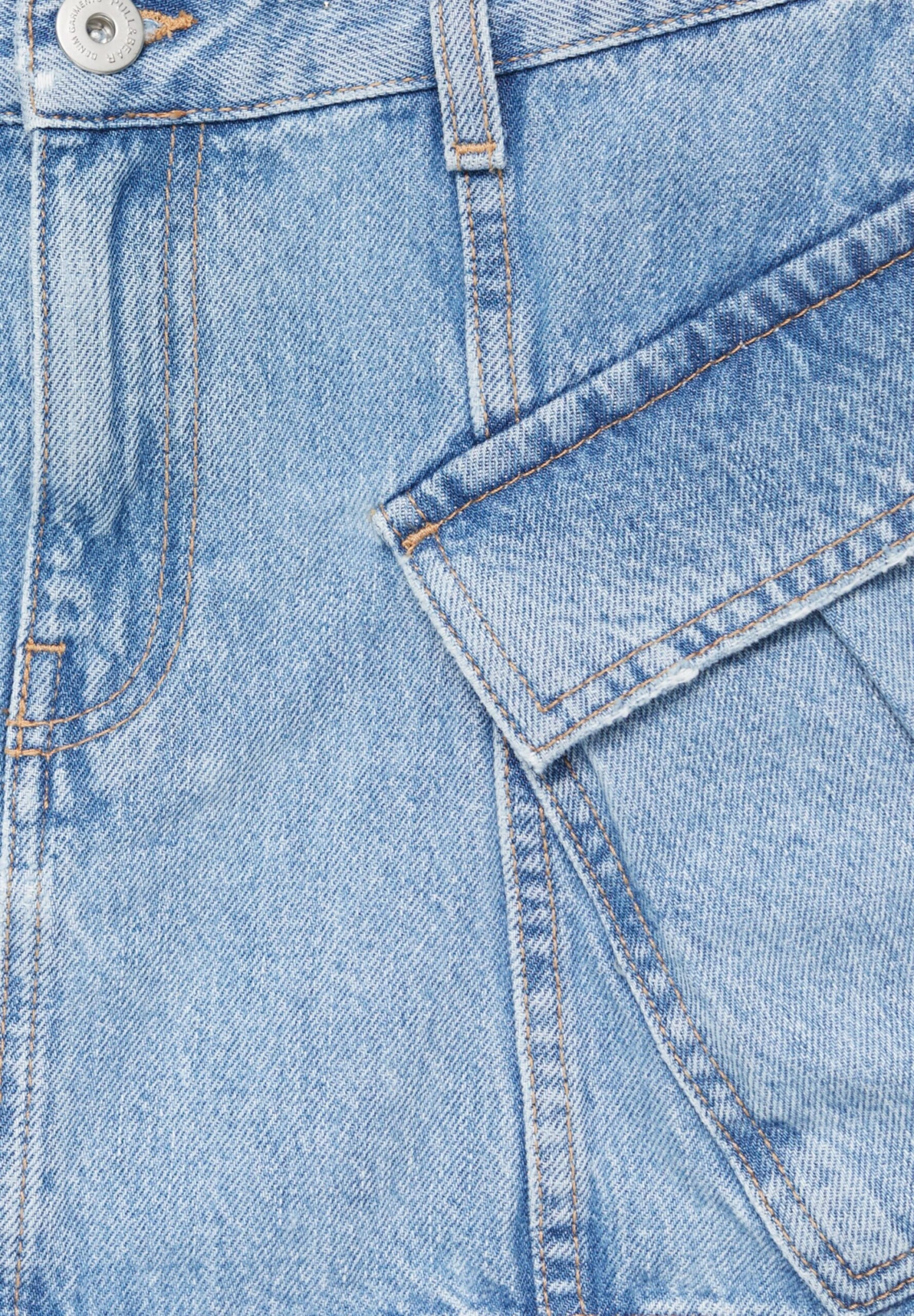 PULL & BEAR With Pockets - A-Lijn Rok - Stone Blue Denim - Afbeelding 6