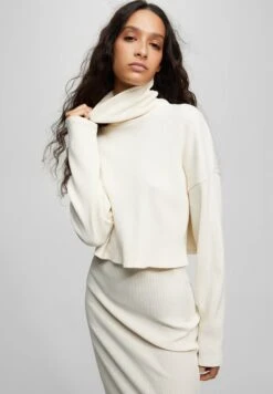 PULL & BEAR High Neck - Trui - Mottled Beige