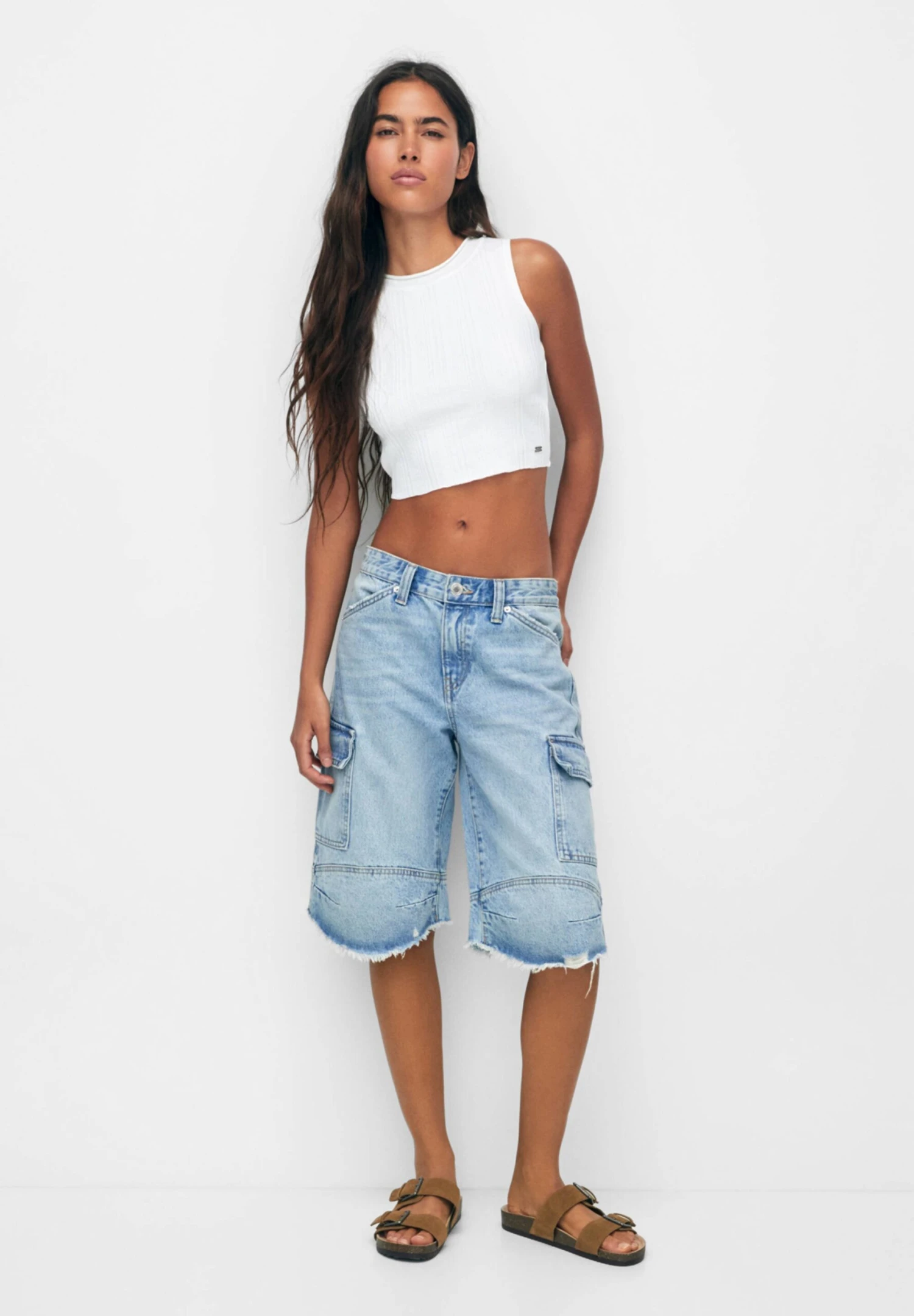 PULL & BEAR With Back Belt Detail Tank - Top - White - Afbeelding 2