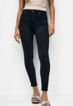PULL & BEAR High Waisted - Jeans Skinny Fit - Mottled Black