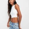 PULL & BEAR With Back Belt Detail Tank - Top - White
