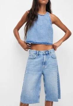 PULL & BEAR Skater Bermuda - Jeansshort - Blue Denim